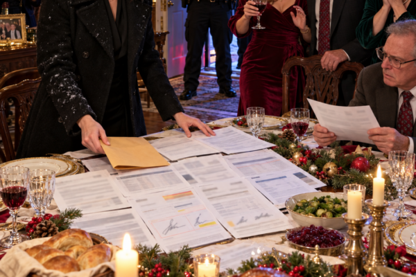 Cuando Christine llegó tarde a la fiesta de Nochebuena de su familia —...